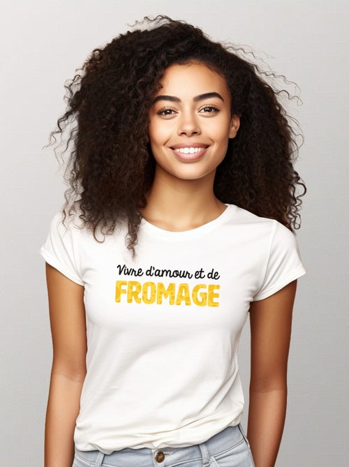 T-shirt Femme - VIVRE D'AMOUR ET DE FROMAGE - Kiabi