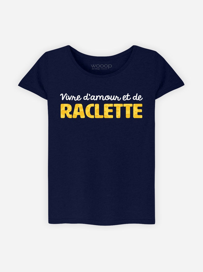 T-shirt Femme - VIVRE D'AMOUR ET DE RACLETTE Bleu marine - Kiabi