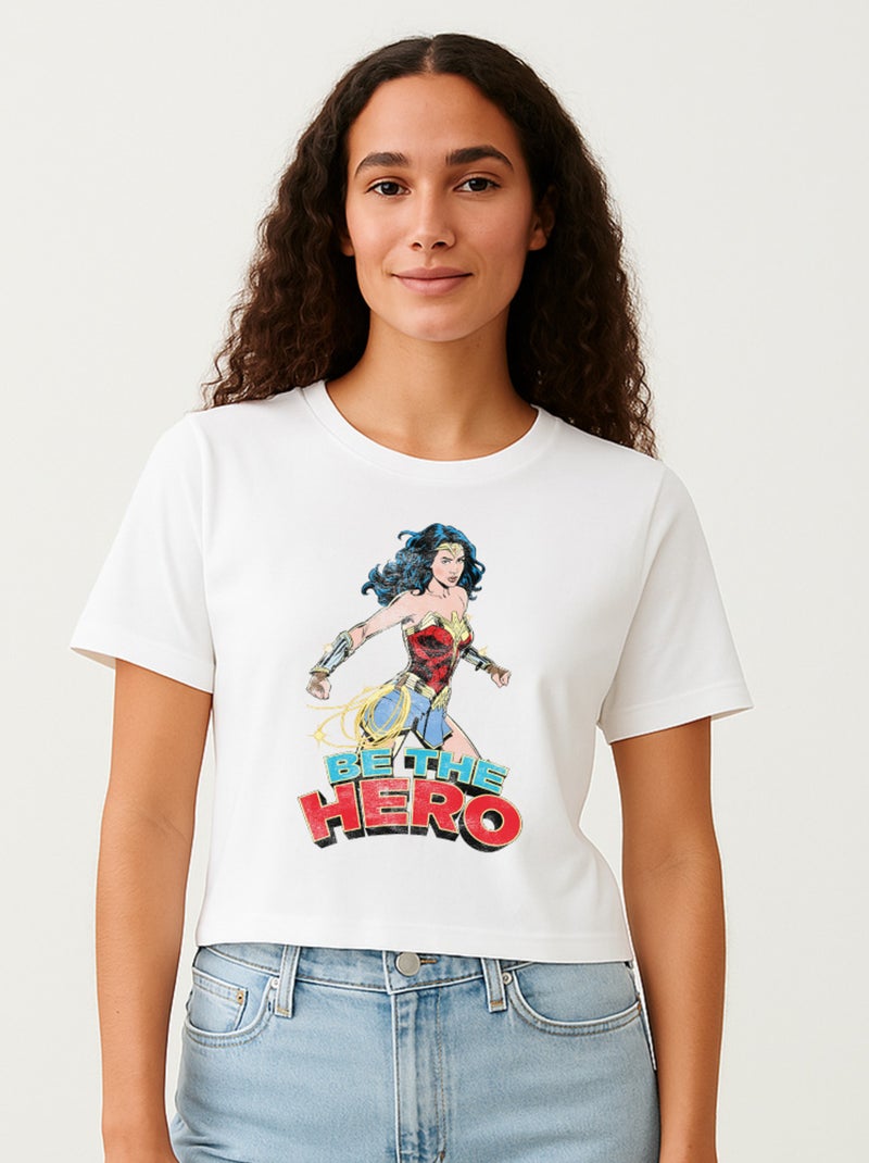 T-shirt Femme - WONDER WOMAN BE THE HERO 2 Blanc - Kiabi