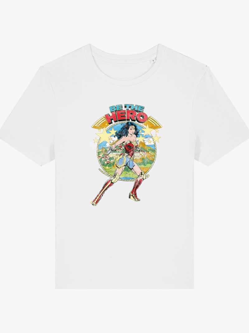 T-shirt Femme - WONDER WOMAN BE THE HERO Blanc - Kiabi
