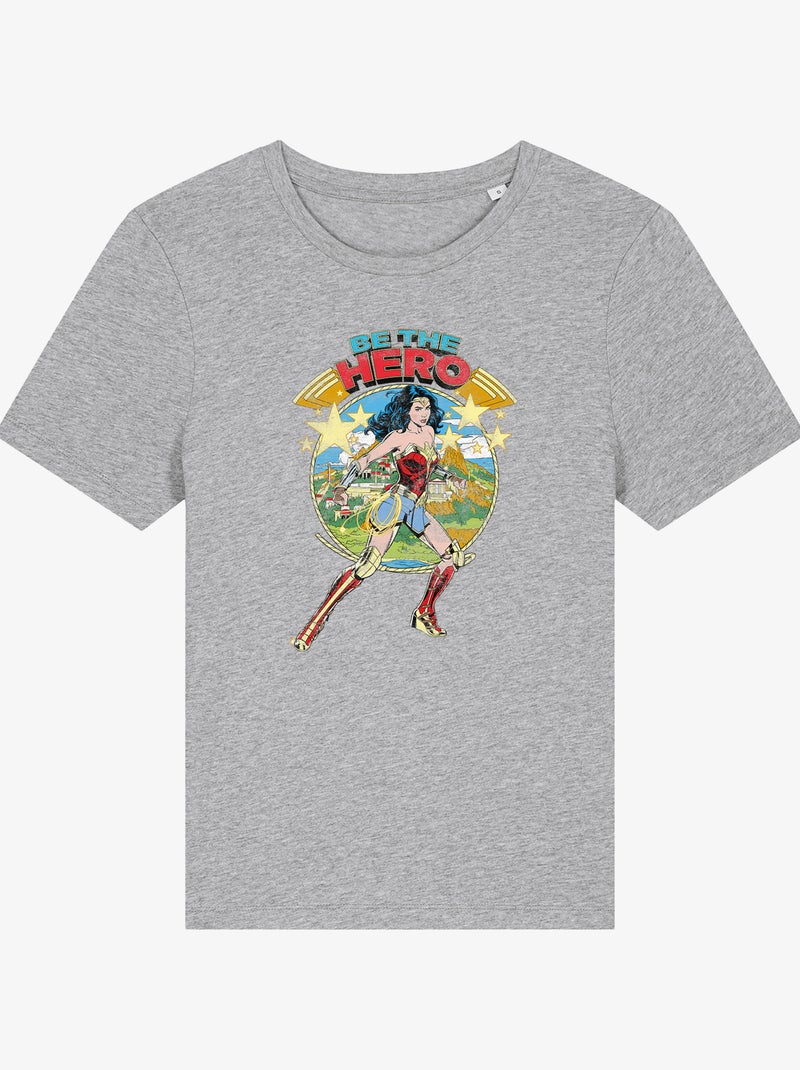 T-shirt Femme - WONDER WOMAN BE THE HERO Gris chiné - Kiabi