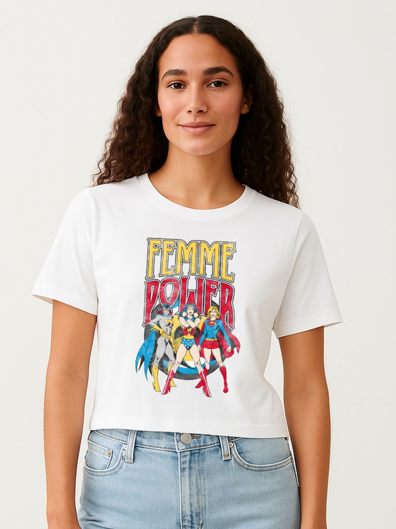 T-shirt Femme - WONDER WOMAN FEMME POWER Blanc - Kiabi