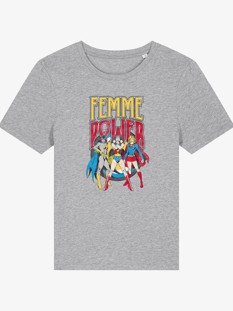 T-shirt Femme - WONDER WOMAN FEMME POWER Gris chiné - Kiabi
