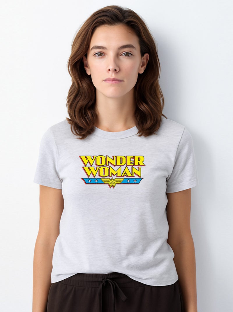 T-shirt Femme - WONDER WOMAN Gris chiné - Kiabi
