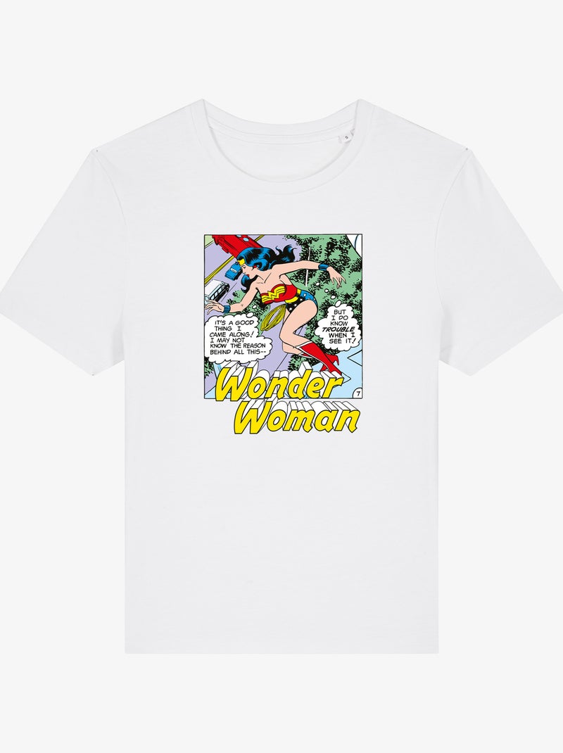 T-shirt Femme - WONDER WOMAN I DO KNOW TROUBLE WHEN I SEE IT Blanc - Kiabi