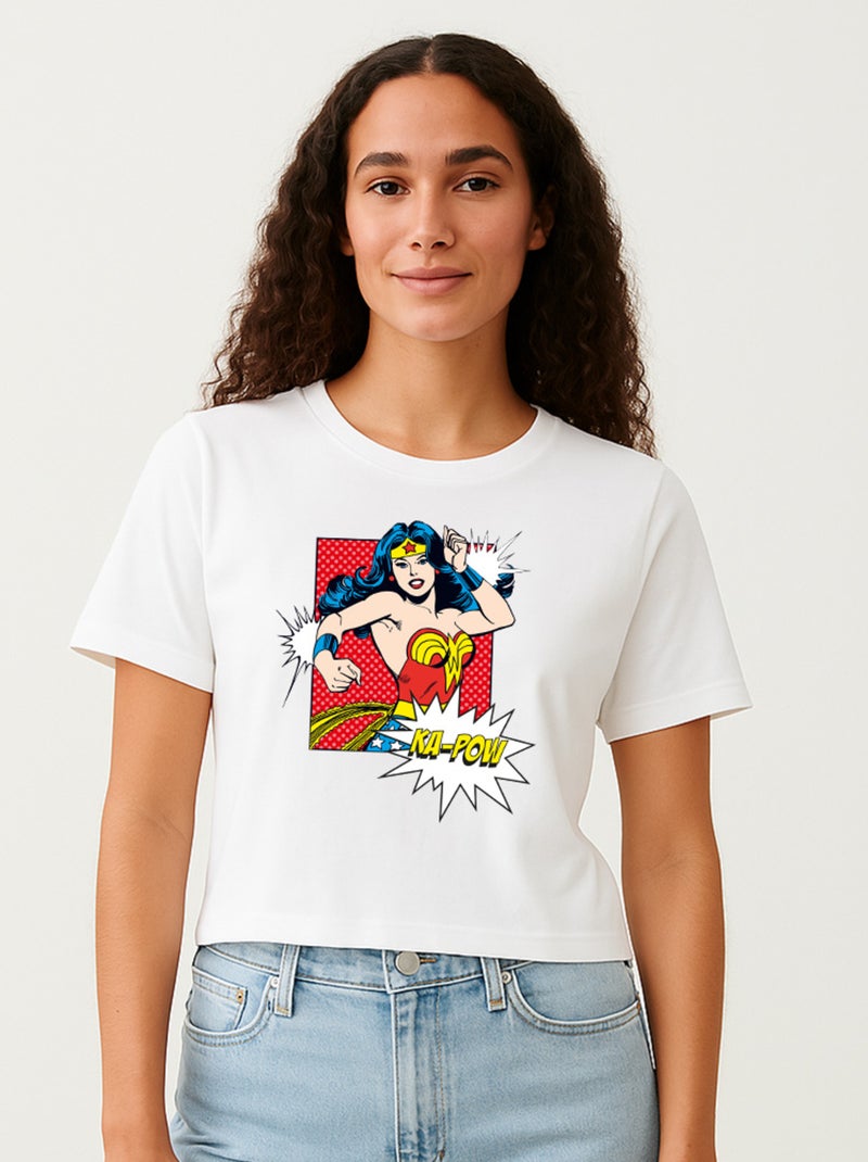 T-shirt Femme - WONDER WOMAN KA POW Blanc - Kiabi
