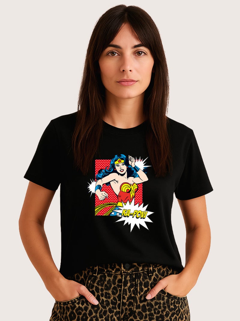 T-shirt Femme - WONDER WOMAN KA POW Noir - Kiabi