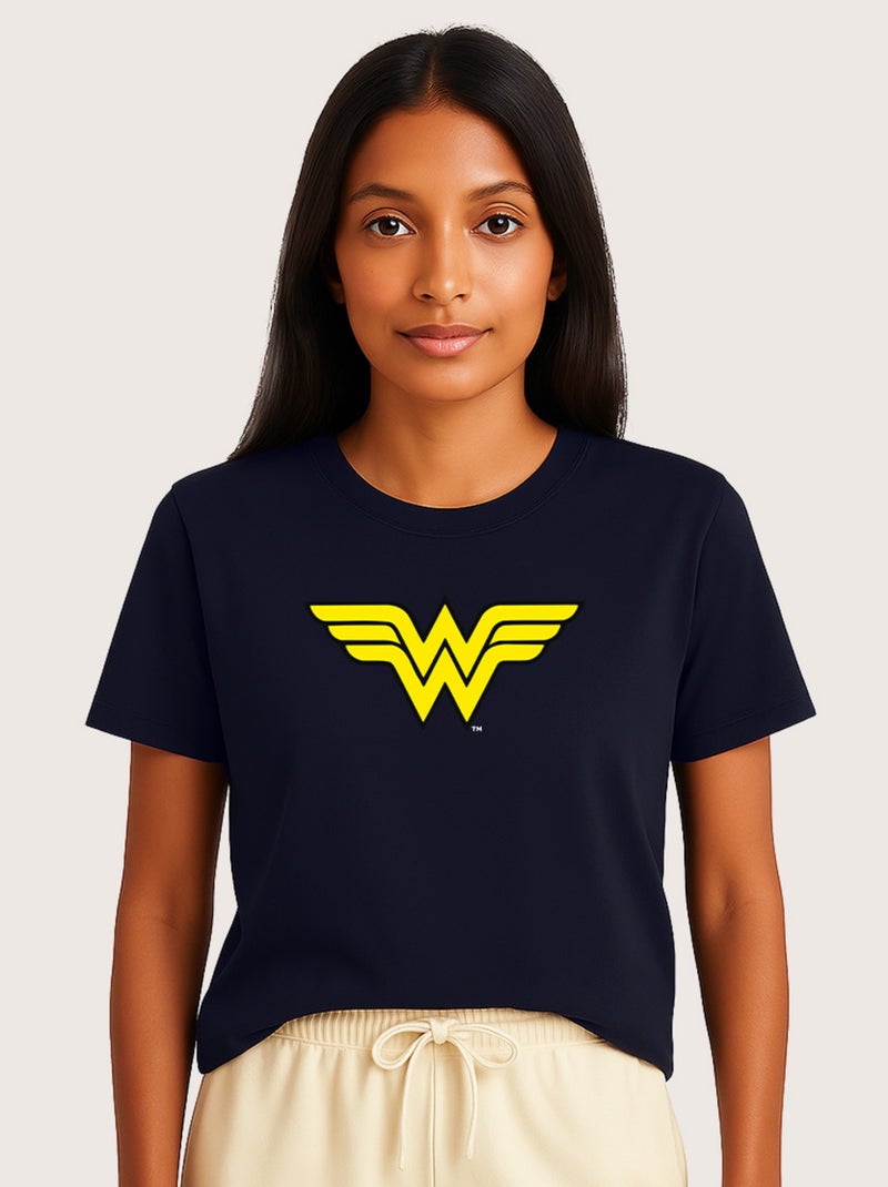 T-shirt Femme - WONDER WOMAN LOGO Bleu marine - Kiabi