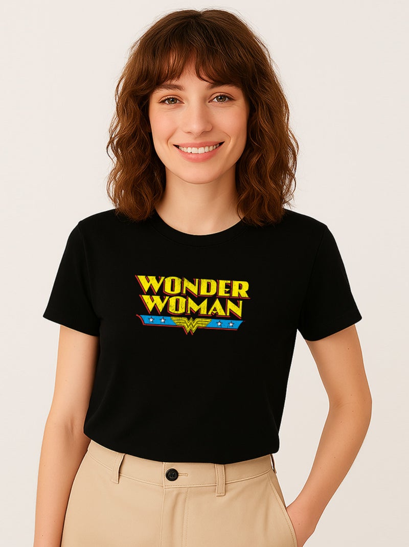 T-shirt Femme - WONDER WOMAN Noir - Kiabi