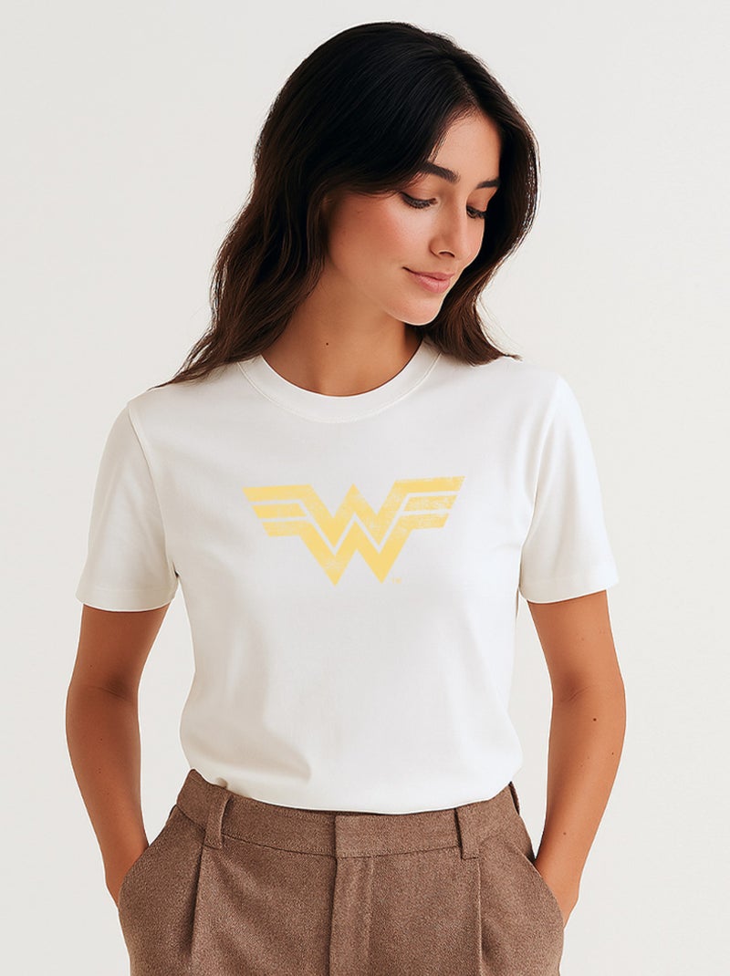 T-shirt Femme - WONDER WOMAN VINTAGE LOGO Blanc - Kiabi
