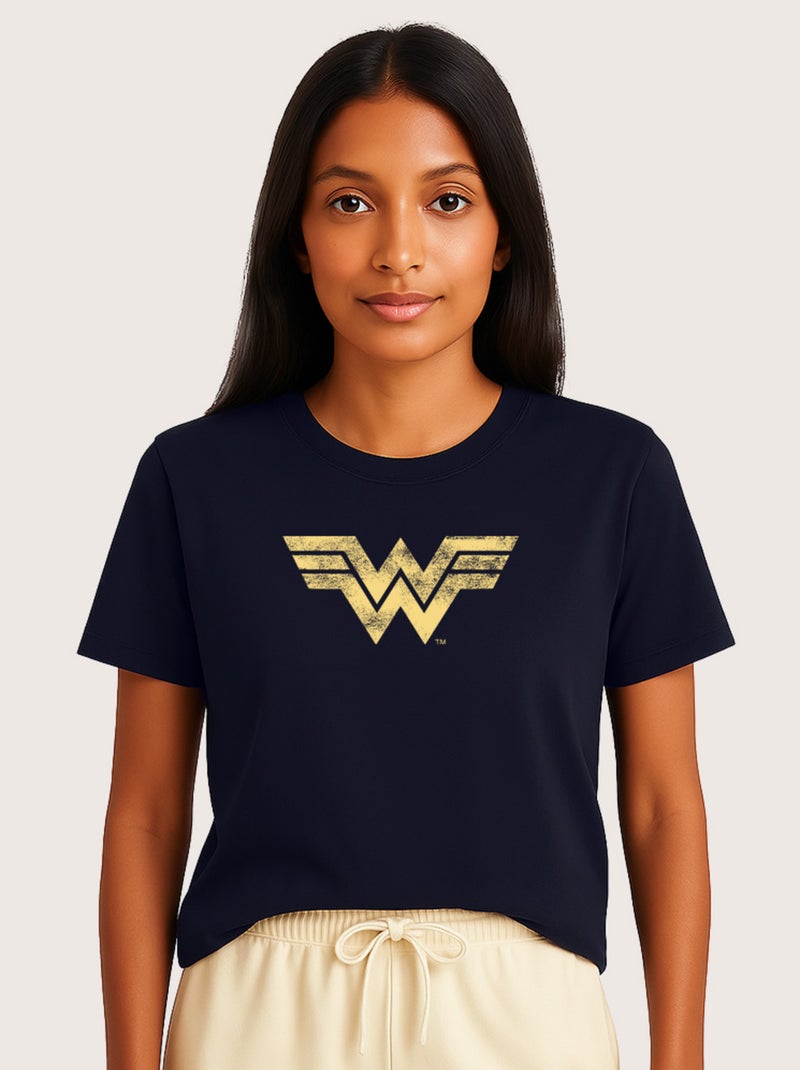 T-shirt Femme - WONDER WOMAN VINTAGE LOGO Bleu marine - Kiabi