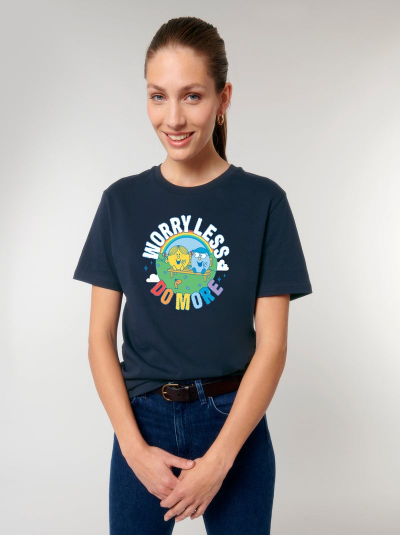 T-shirt Femme - WORRY LESS DO MORE Bleu marine - Kiabi