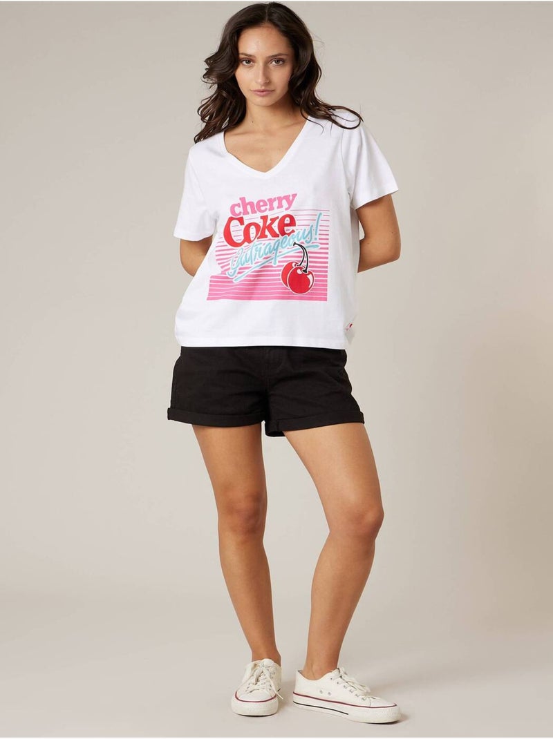 T-shirt femme 100% coton DEELUXE X COCA-COLA 'Deeluxe' Blanc - Kiabi