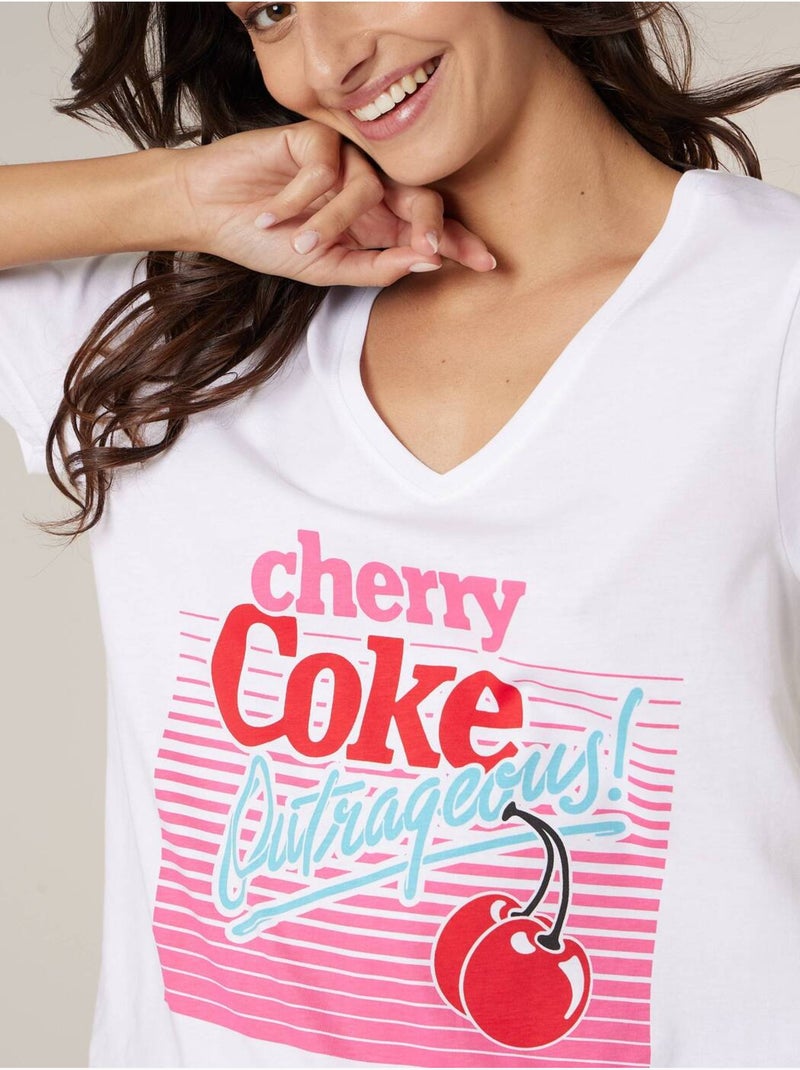 T-shirt femme 100% coton DEELUXE X COCA-COLA 'Deeluxe' Blanc - Kiabi