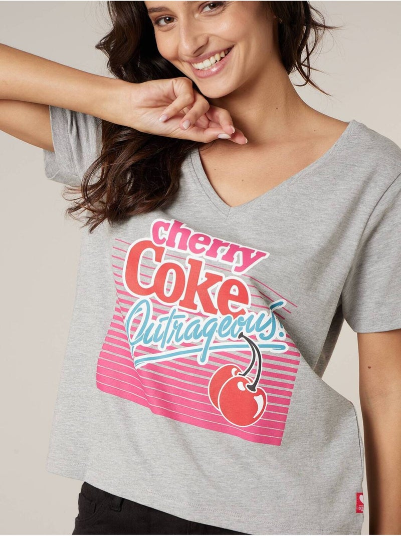 T-shirt femme 100% coton DEELUXE X COCA-COLA 'Deeluxe' Gris clair - Kiabi