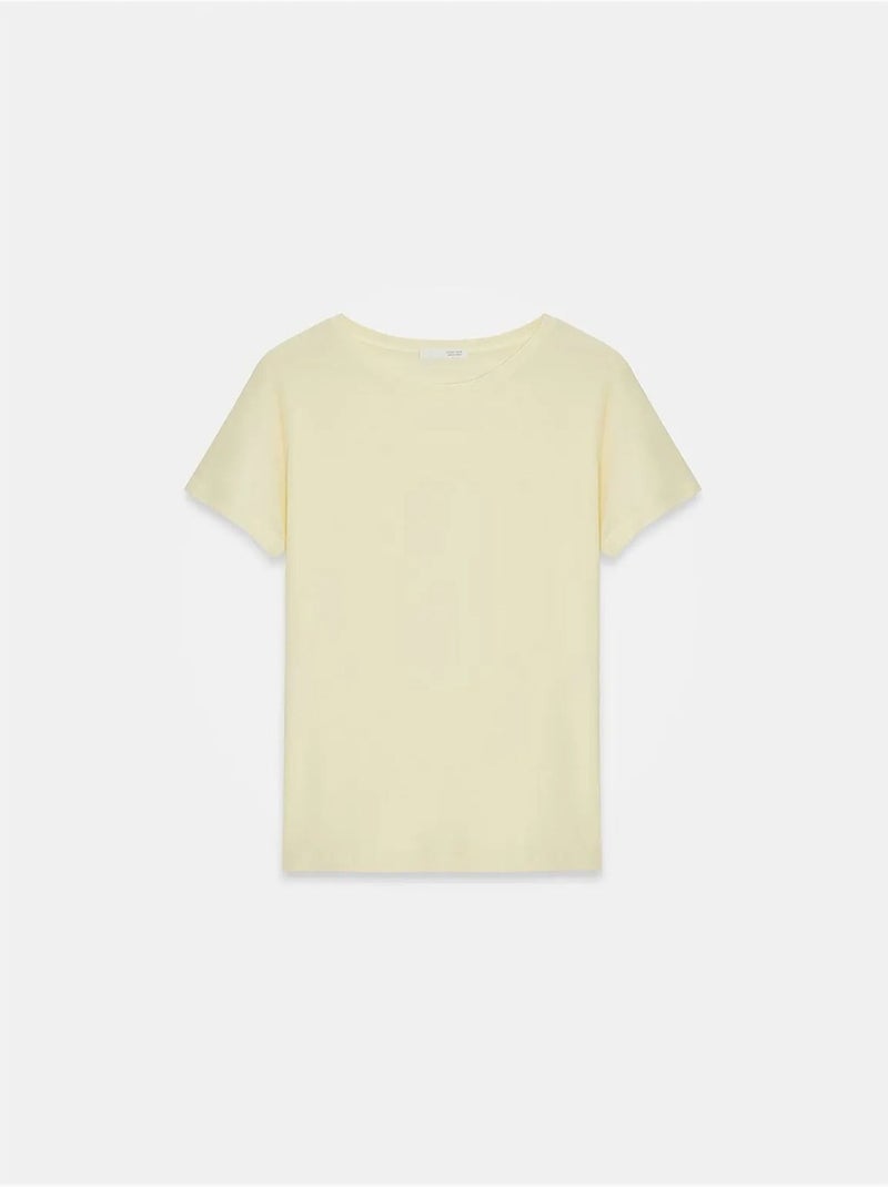 T-shirt Femme À Col Rond Et Manches Courtes Crème - Kiabi