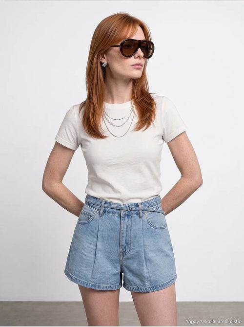 T-shirt femme à col rond et manches courtes dilvin - Kiabi
