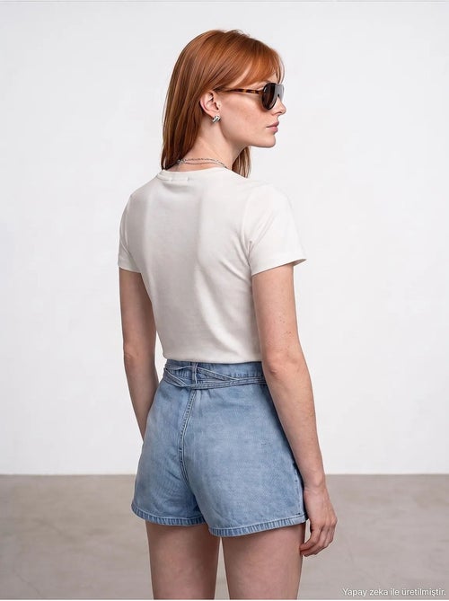T-shirt femme à col rond et manches courtes dilvin - Kiabi