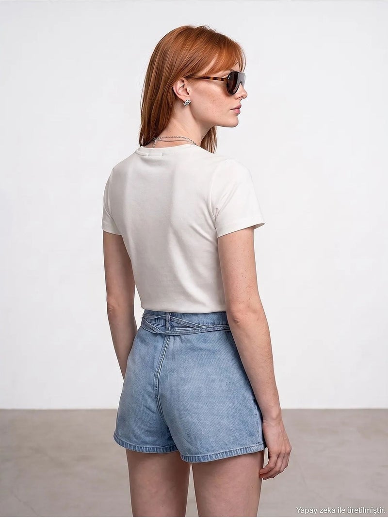 T-shirt femme à col rond et manches courtes dilvin Blanc cassé - Kiabi