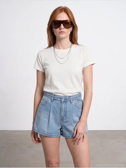 T-shirt femme à col rond et manches courtes dilvin - Kiabi