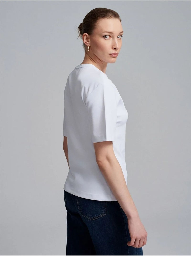 T-shirt femme à col rond et manches courtes dilvin Blanc - Kiabi