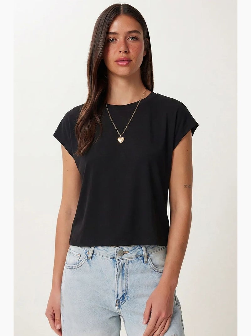 T-shirt femme à col rond et manches courtes istanbul Blanc Kaki - Kiabi