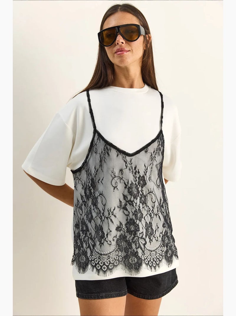 T-shirt femme à col rond lucci Blanc - Kiabi