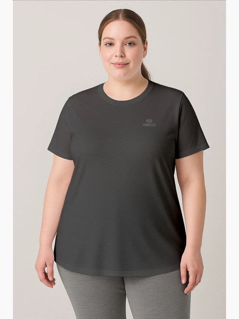 T-shirt femme à col rond tommy Bleu Gris Noir - Kiabi