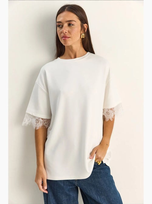 T-shirt femme à dentelle et col rond lucci - Kiabi T-shirt femme à dentelle et col rond lucci - Kiabi