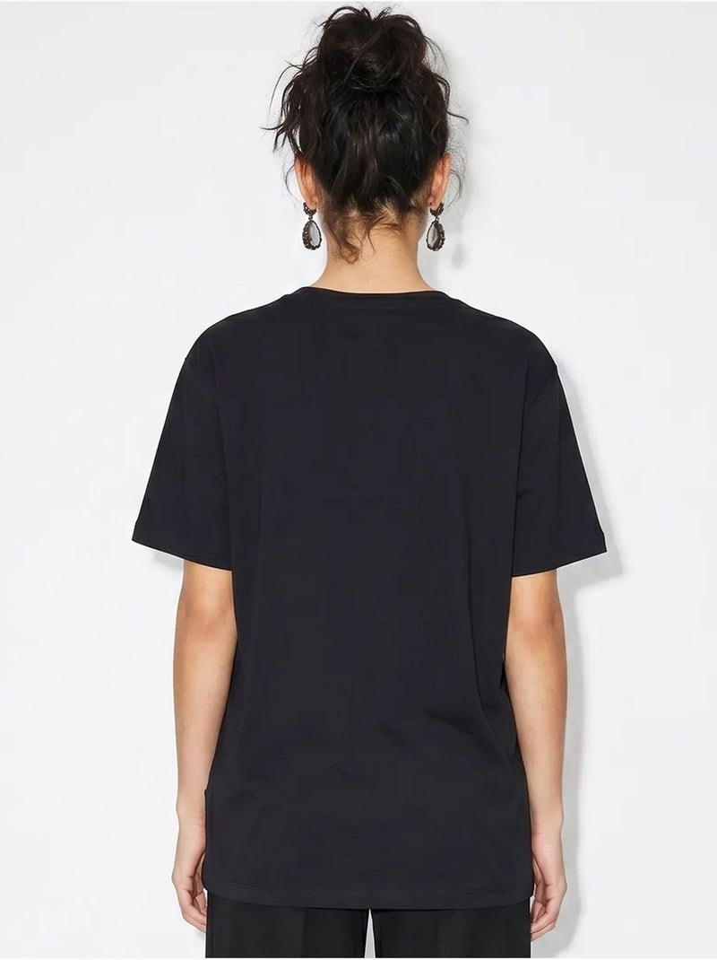 T-shirt femme à imprimé abstrait et col v lucci Multicolore - Kiabi