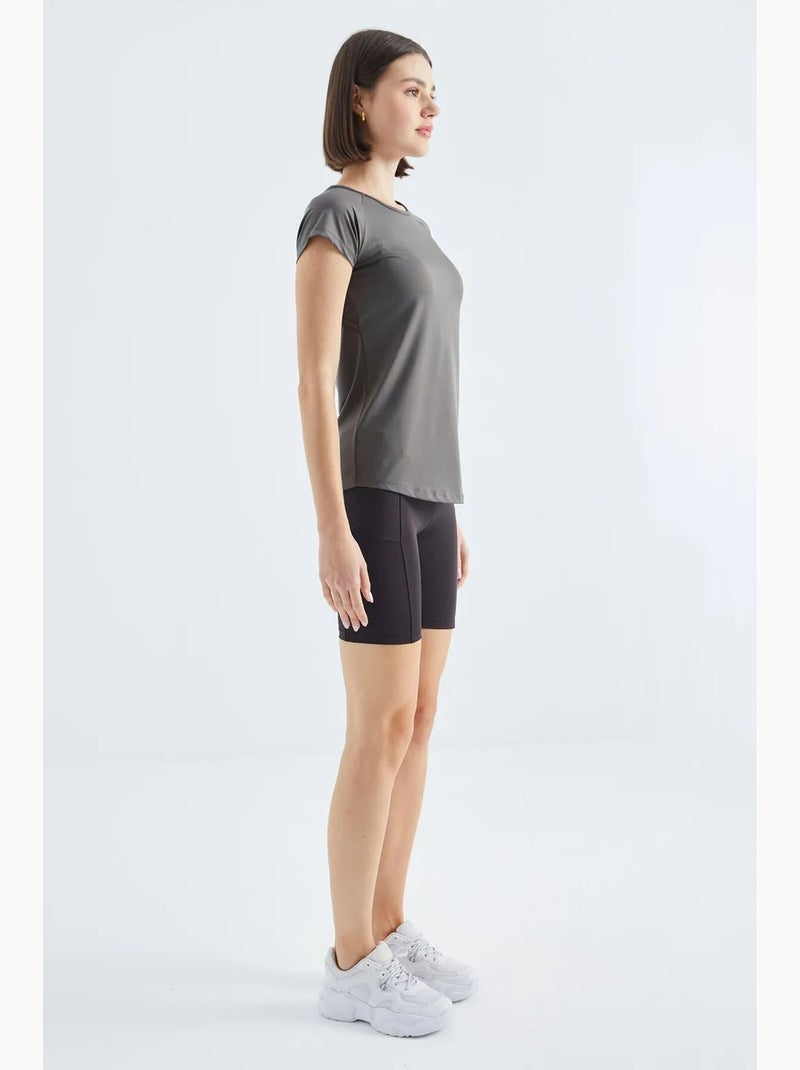 T-shirt femme à manches courtes et col rond tommy Gris Noir - Kiabi