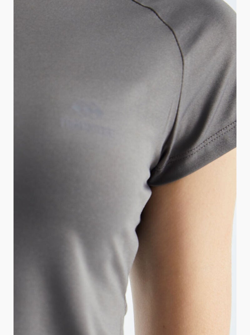 T-shirt femme à manches courtes et col rond tommy Gris Noir - Kiabi