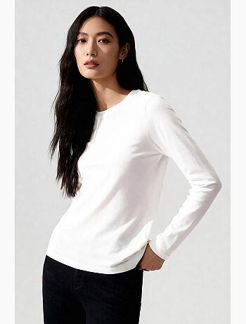 T-shirt femme à manches longues et col rond tommy