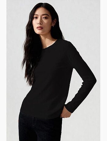 T-shirt femme à manches longues et col rond tommy