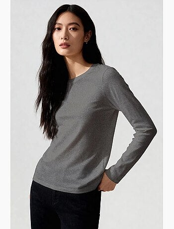 T-shirt femme à manches longues et col rond tommy