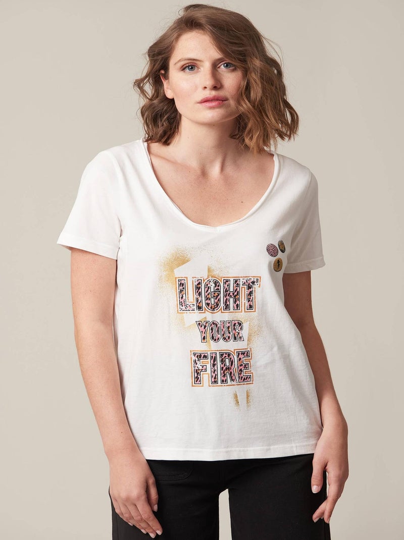 T-shirt femme à motif rock 'Deeluxe' Blanc - Kiabi