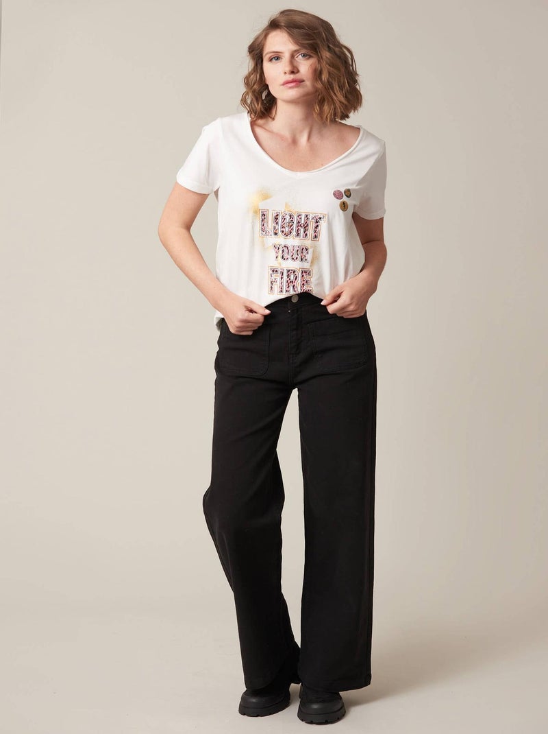 T-shirt femme à motif rock 'Deeluxe' Blanc - Kiabi