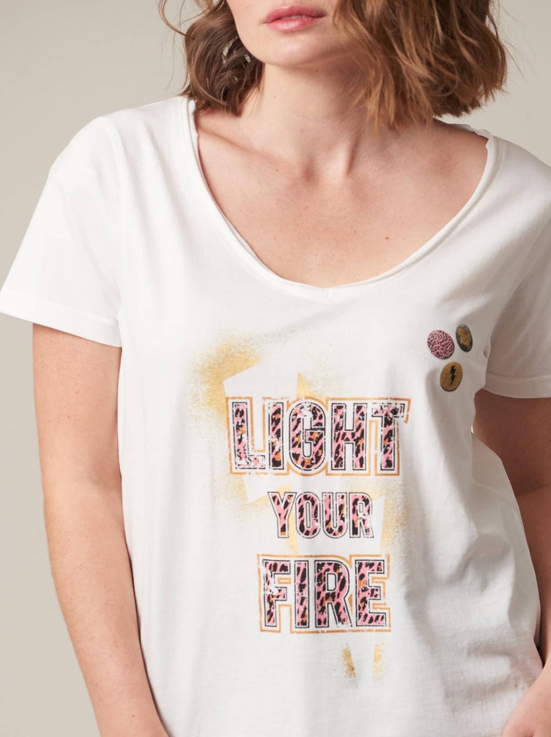 T-shirt femme à motif rock 'Deeluxe' Blanc - Kiabi