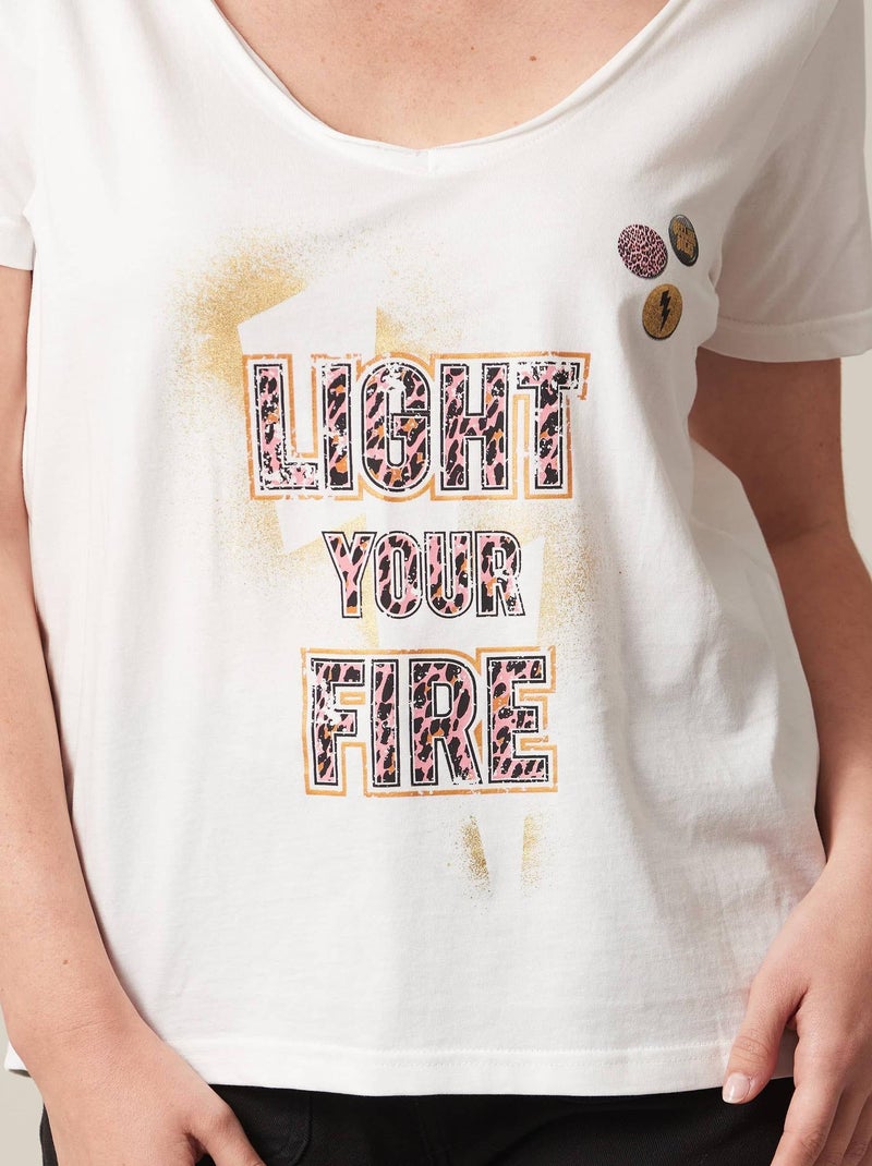 T-shirt femme à motif rock 'Deeluxe' Blanc - Kiabi