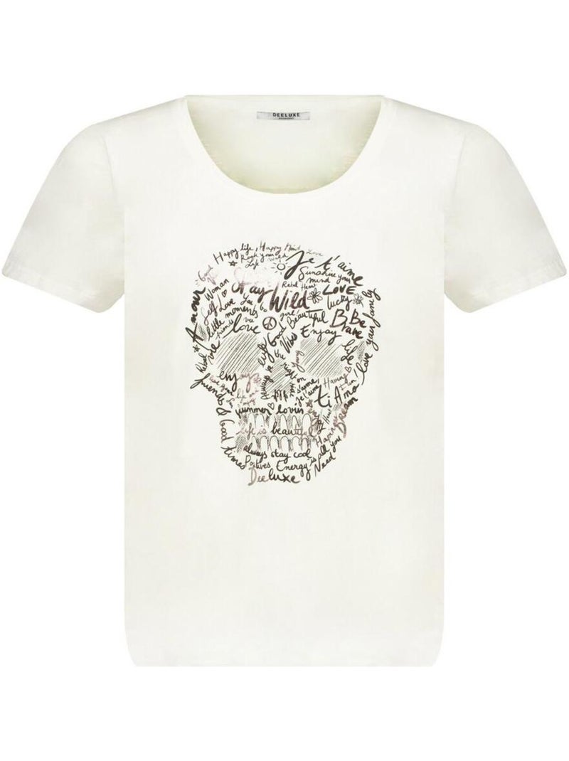 T-shirt femme à motif tête de mort 'Deeluxe' Blanc - Kiabi