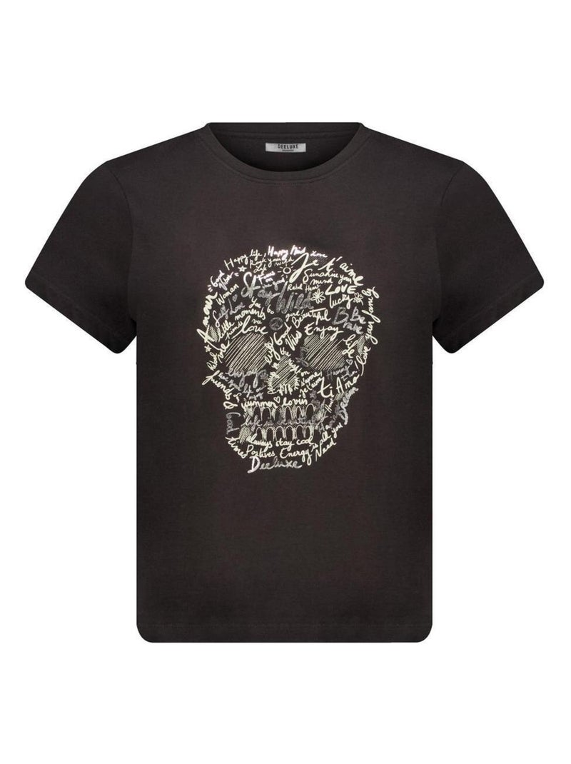 T-shirt femme à motif tête de mort 'Deeluxe' gris anthracite - Kiabi