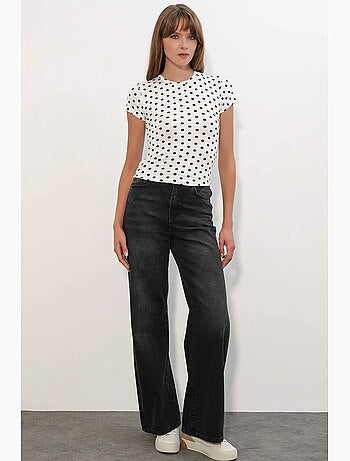 T-shirt femme à pois col rond coupe slim bdart