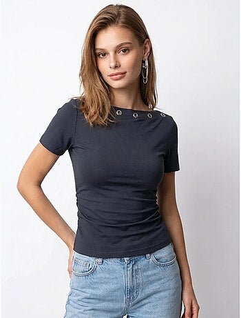 T-shirt femme ajusté à col bateau mixray