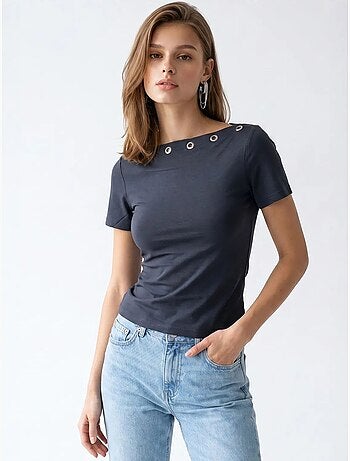 T-shirt femme ajusté à col bateau mixray
