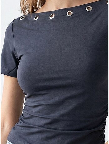 T-shirt femme ajusté à col bateau mixray