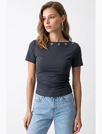 T-shirt femme ajusté à col bateau mixray