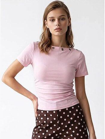 T-shirt femme ajusté à col bateau mixray