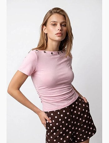 T-shirt femme ajusté à col bateau mixray