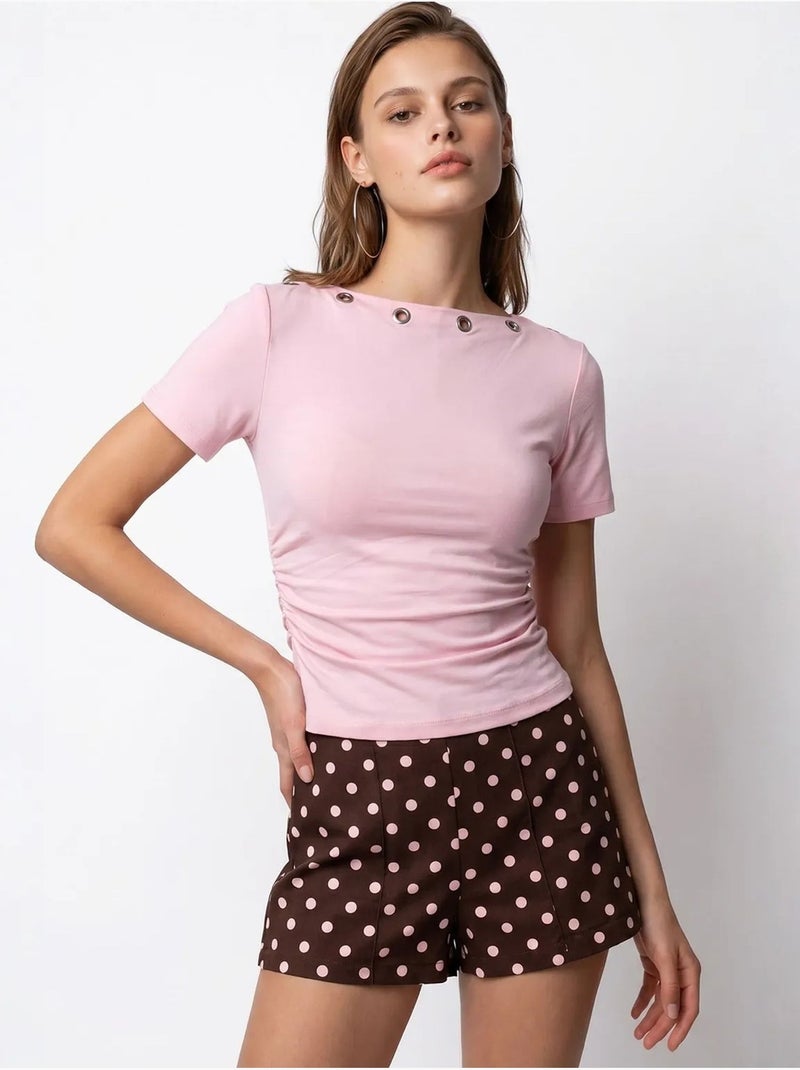 T-shirt femme ajusté à col bateau mixray Rose dragée - Kiabi