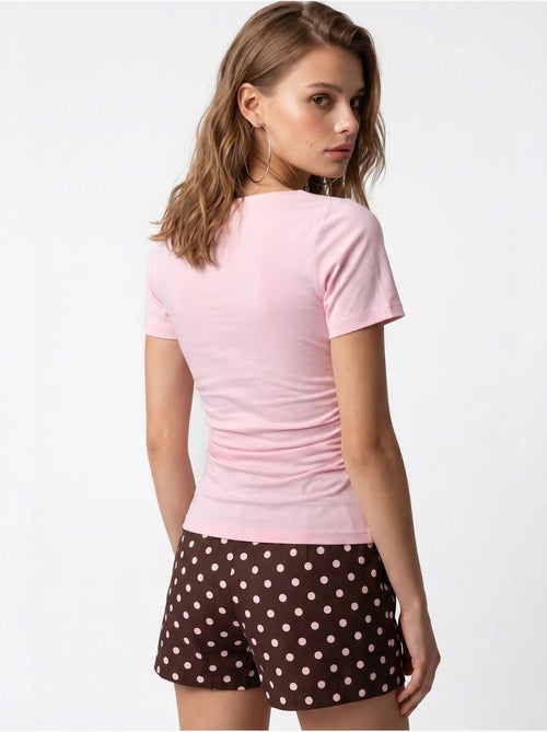 T-shirt femme ajusté à col bateau mixray - Kiabi T-shirt femme ajusté à col bateau mixray - Kiabi